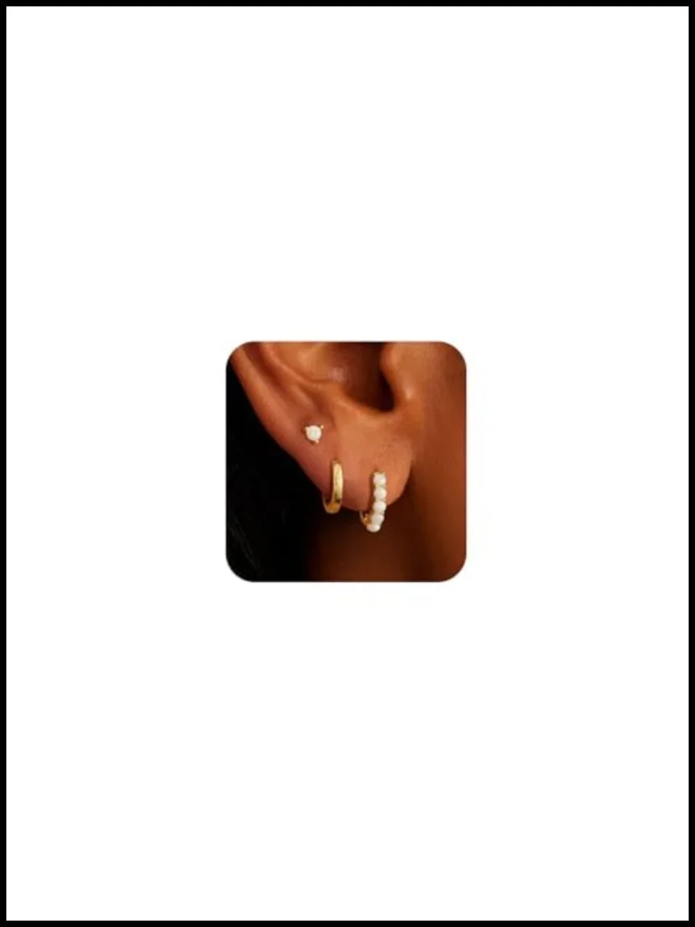 Gold Plated Brass Earrings Set Hypoallergenic Hoop Pearl Studs Trendy Jewelry